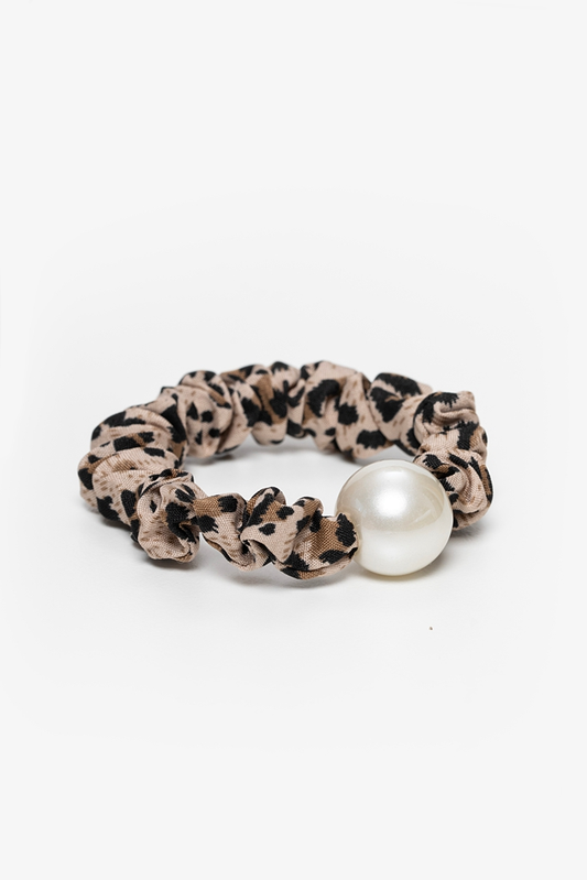 Antler Cheetah & Pearl Hair Tie