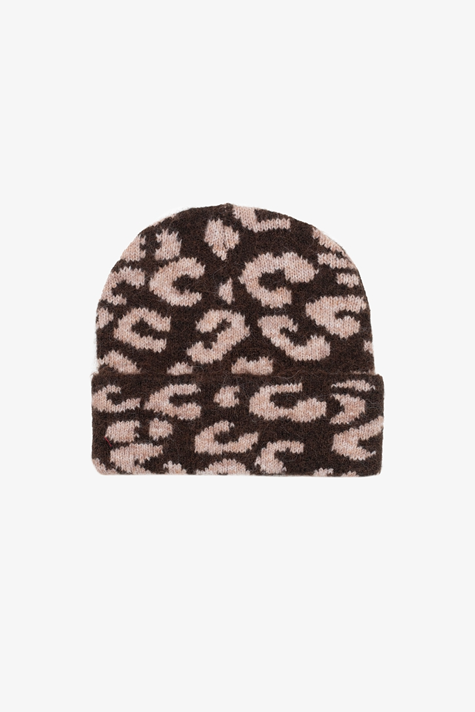 Antler Leopard Beanie - Choc Blush