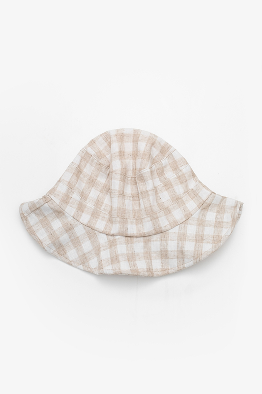 Antler Gingham Bucket Hat - Oat