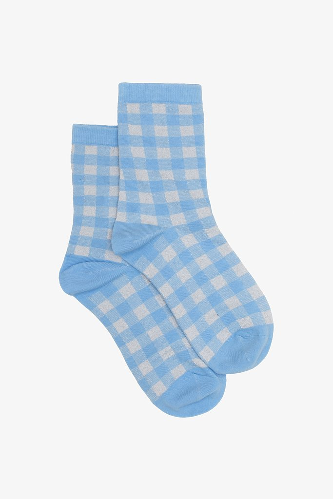 Antler Blue & Silver Gingham Sock