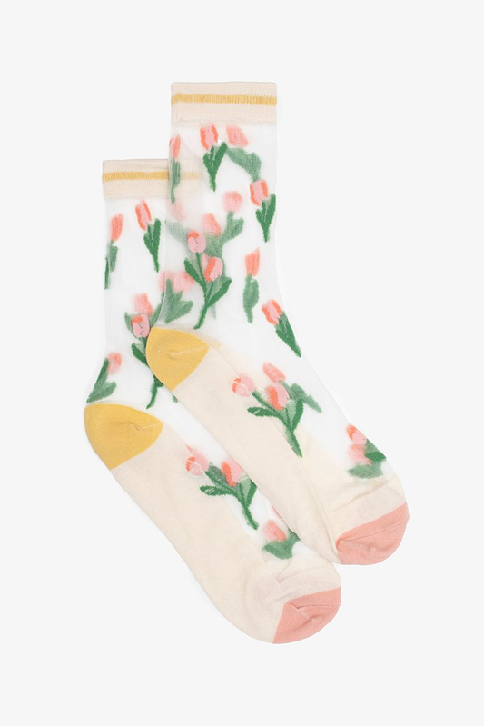 Antler Semi Sheer Sock - Tulips