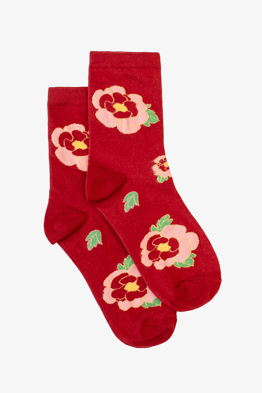 Antler Red Hybrid Rose Sock