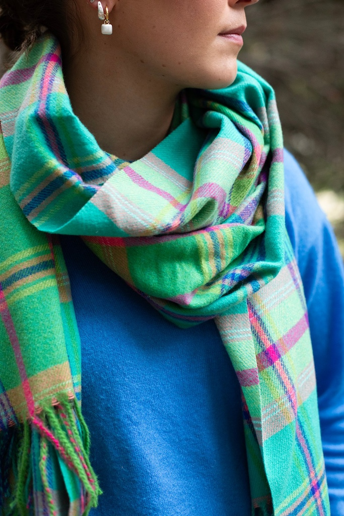 Antler Matcha Plaid Scarf