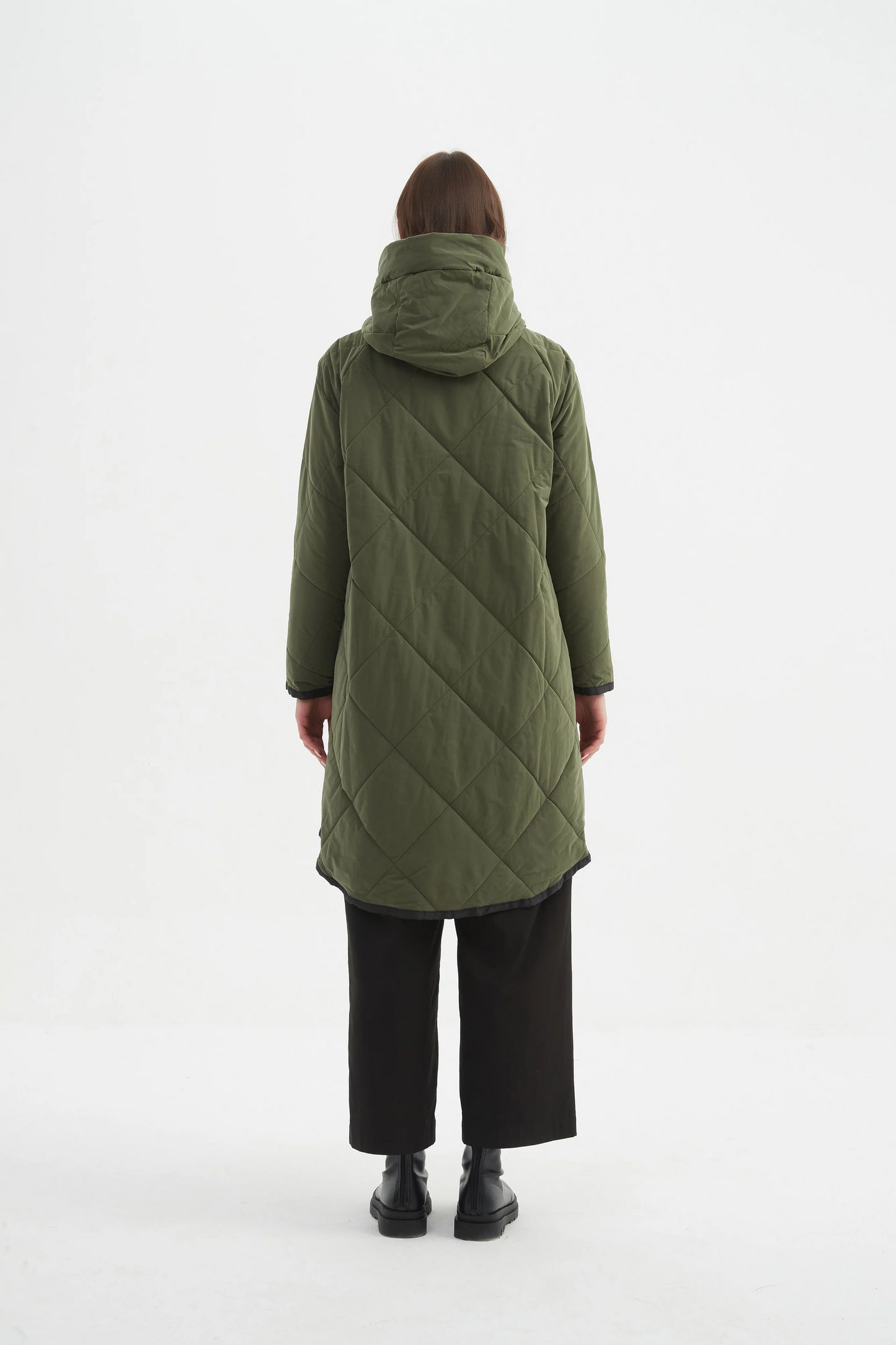 Tirelli Zip Hem Winter Coat - Dark Olive