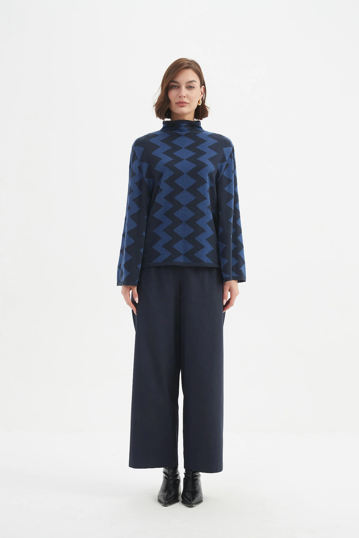 Tirelli Mirrored Chevron Knit - Navy/Twilight Blue
