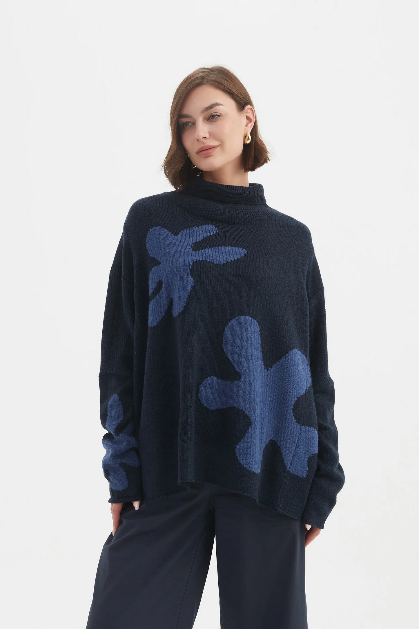 Tirelli Splatter Print Knit - Navy/Denim