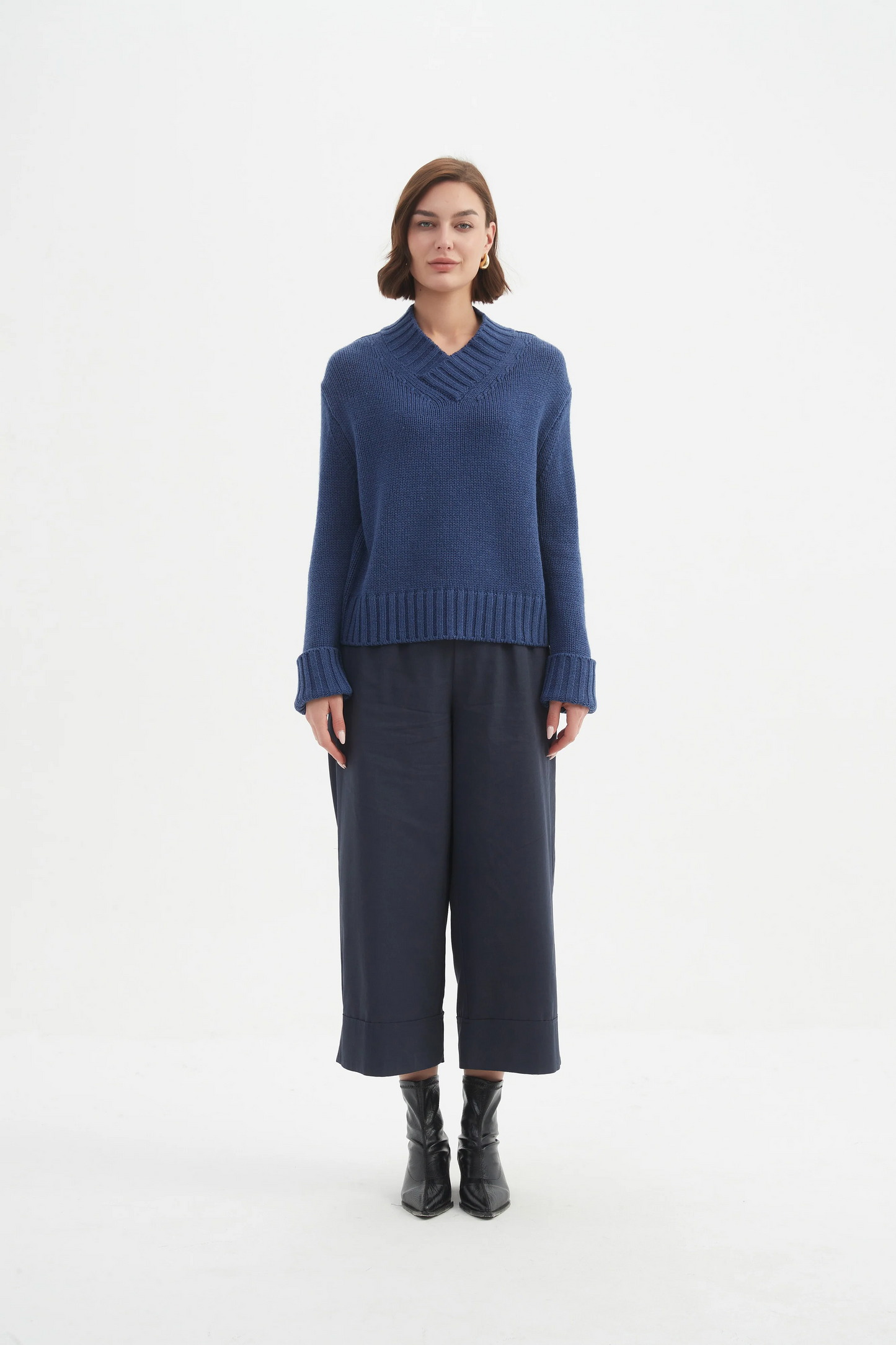 Tirelli Crossover Collar Knit - Denim