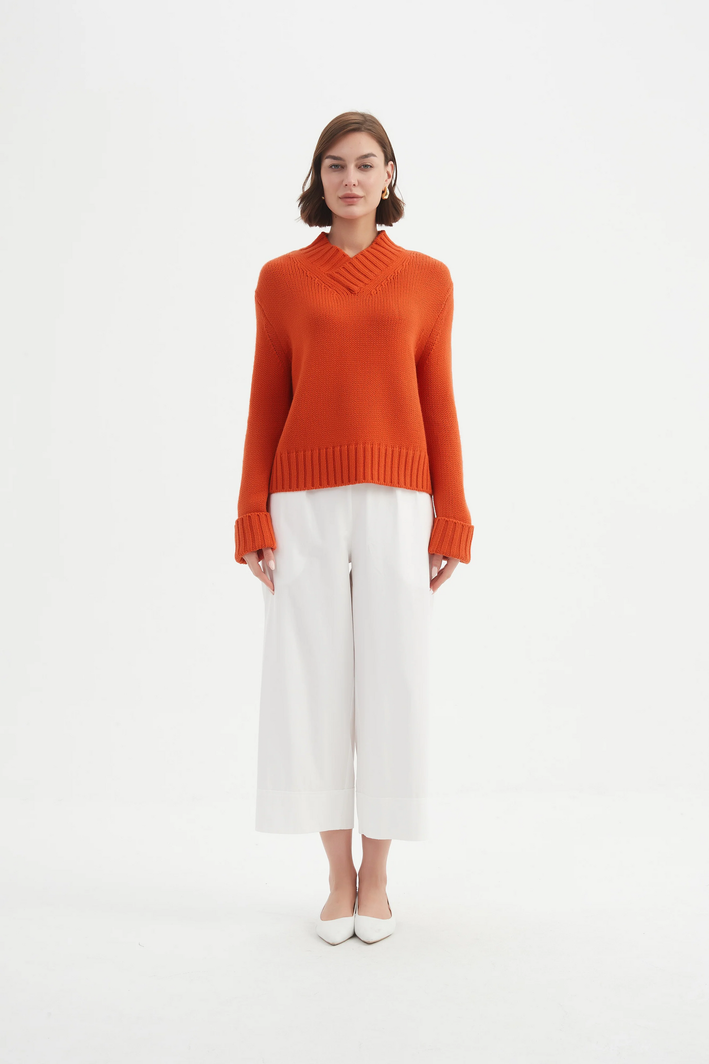 Tirelli Crossover Collar Knit - Blood Orange