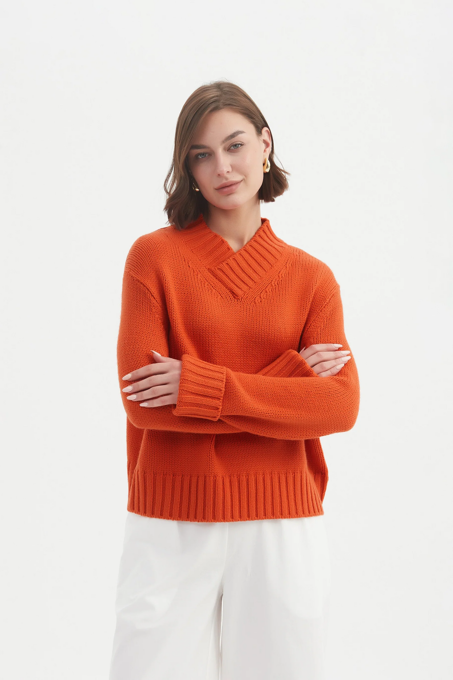 Tirelli Crossover Collar Knit - Blood Orange