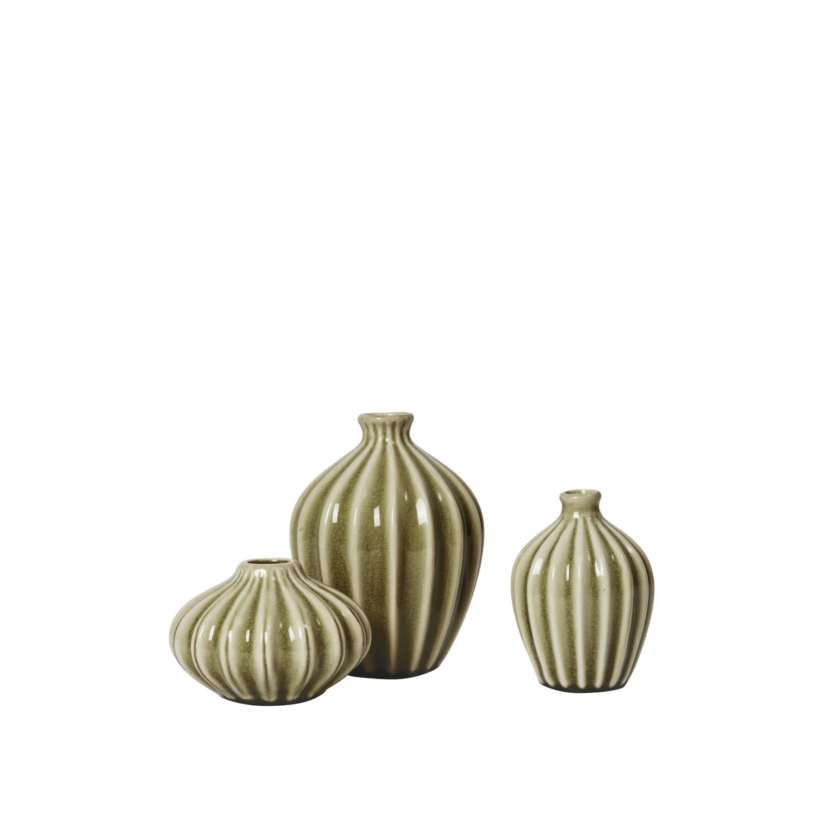 Broste Amalie Vases Set of 3 - Glossy Dry Sage