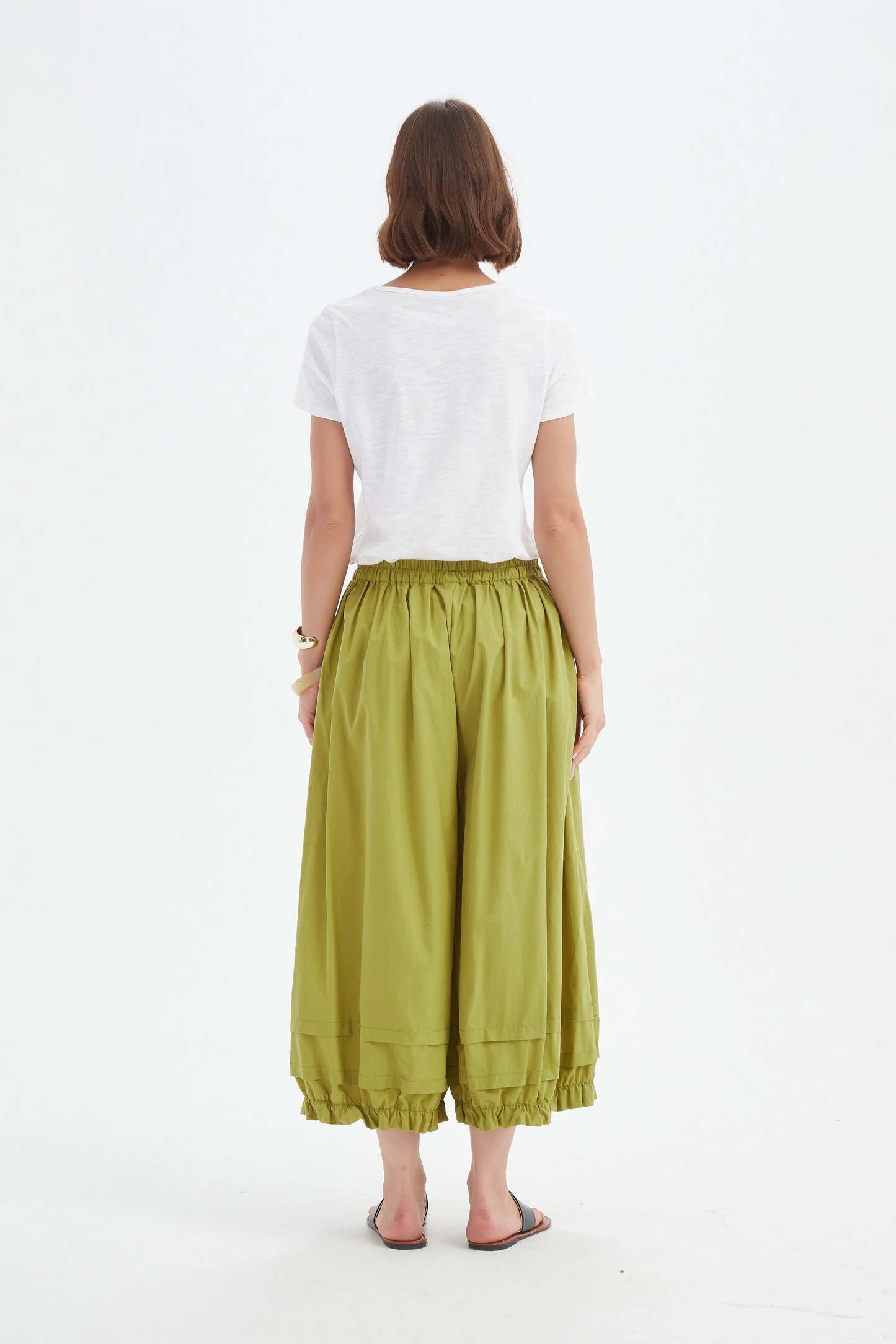 Tirelli Ruffle Cuff Easy Pant - Split Pea