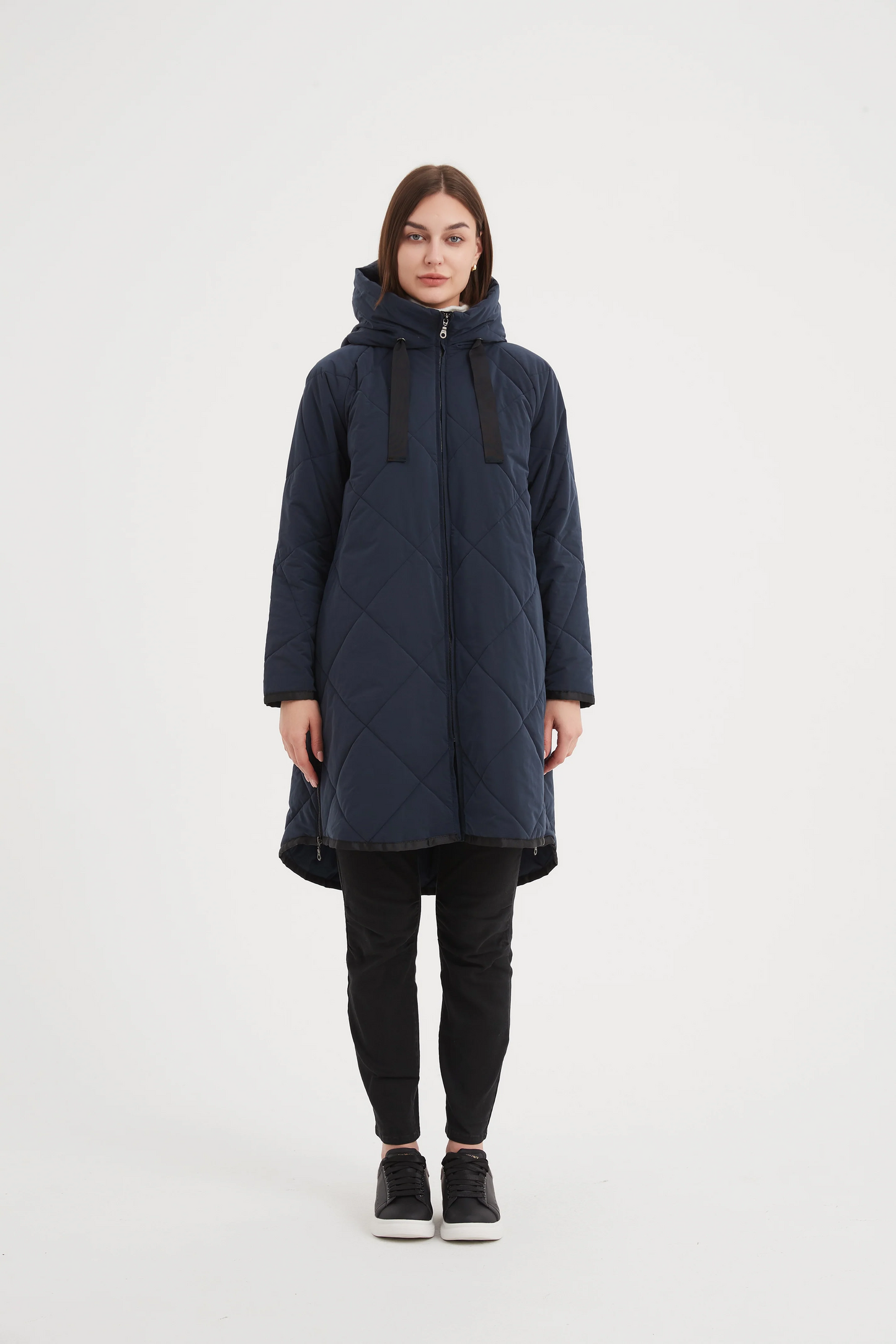 Tirelli Zip Hem Winter Coat - Navy
