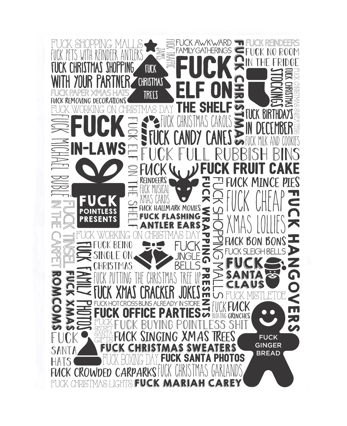 Annabel Trends F Christmas Tea Towel - Black