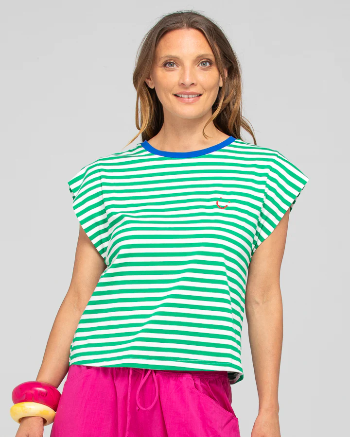Boom Shankar Bellissimo Tee - Green Stripe