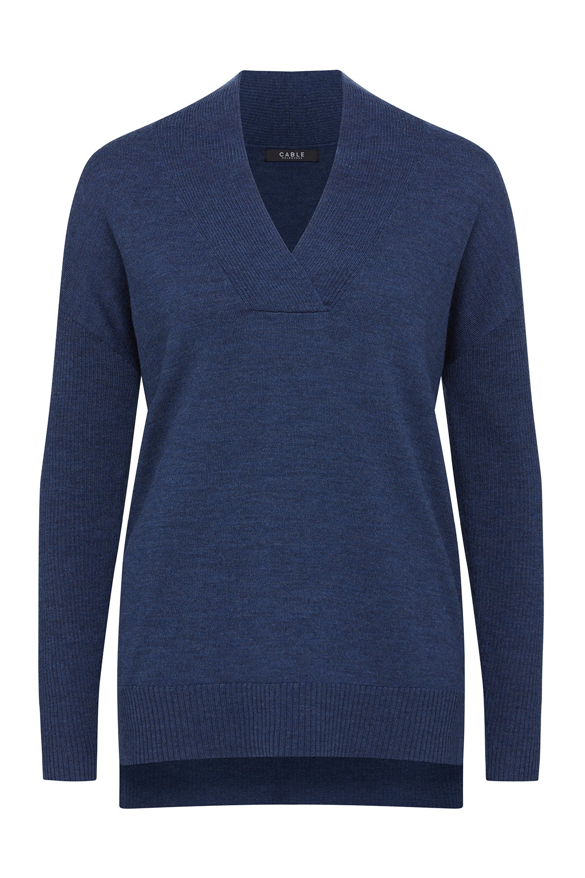 Cable Sara Merino Jumper - Denim Blue