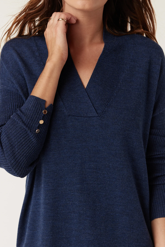 Cable Sara Merino Jumper - Denim Blue