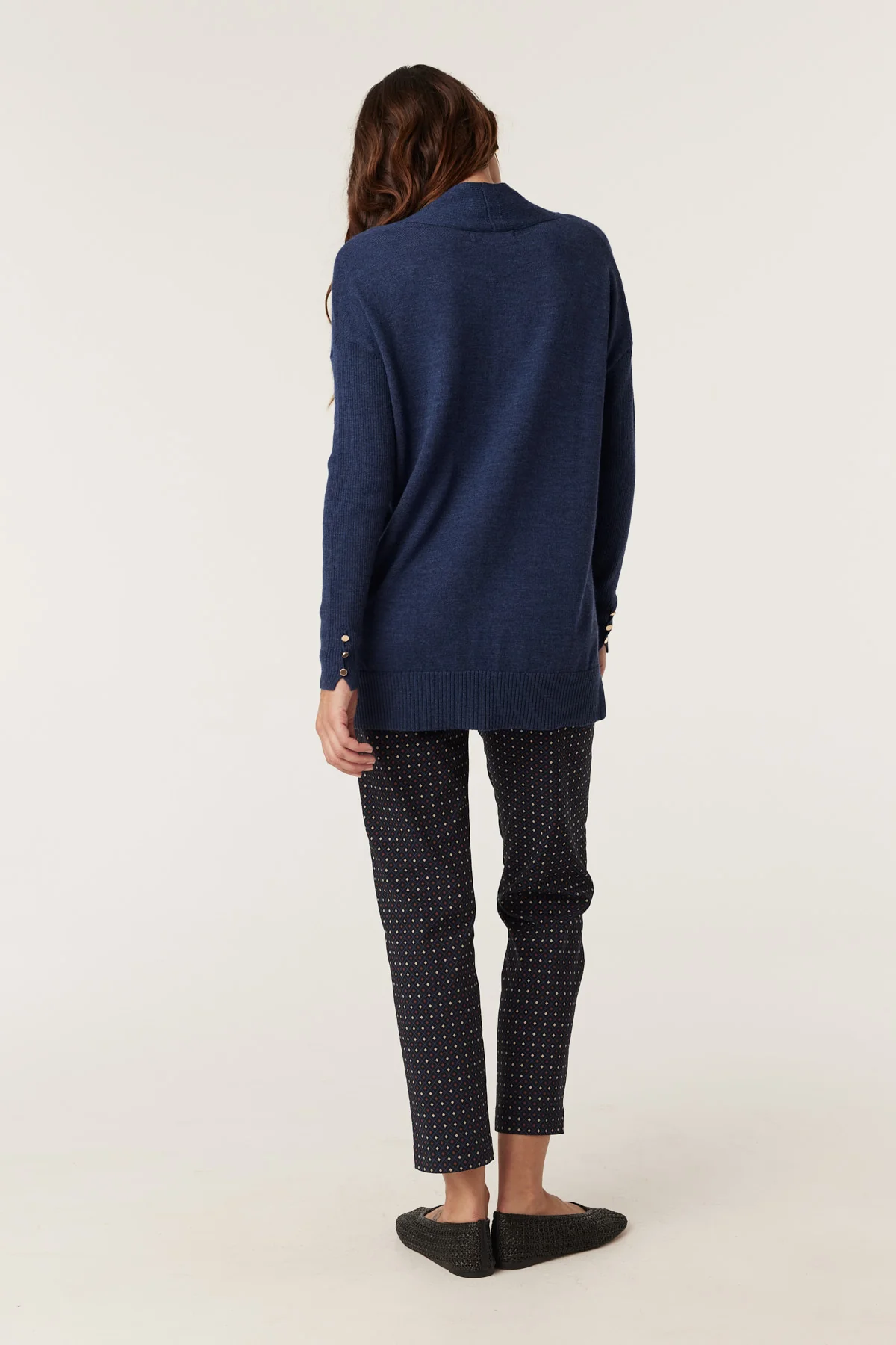 Cable Sara Merino Jumper - Denim Blue