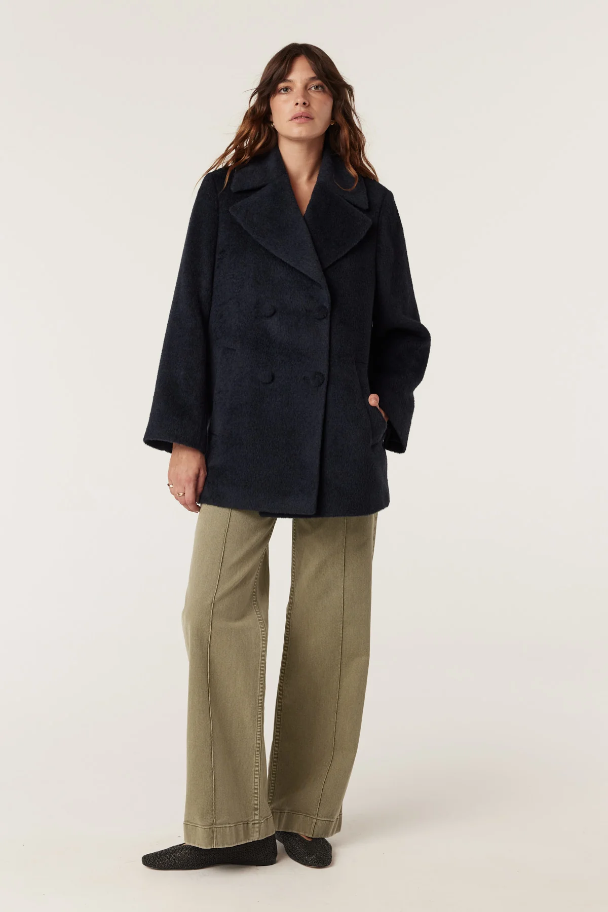 Cable Boston Coat - Navy