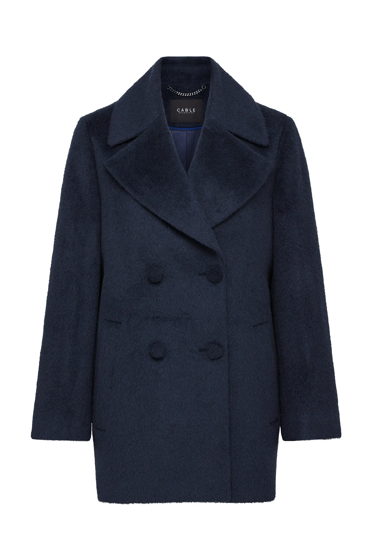 Cable Boston Coat - Navy
