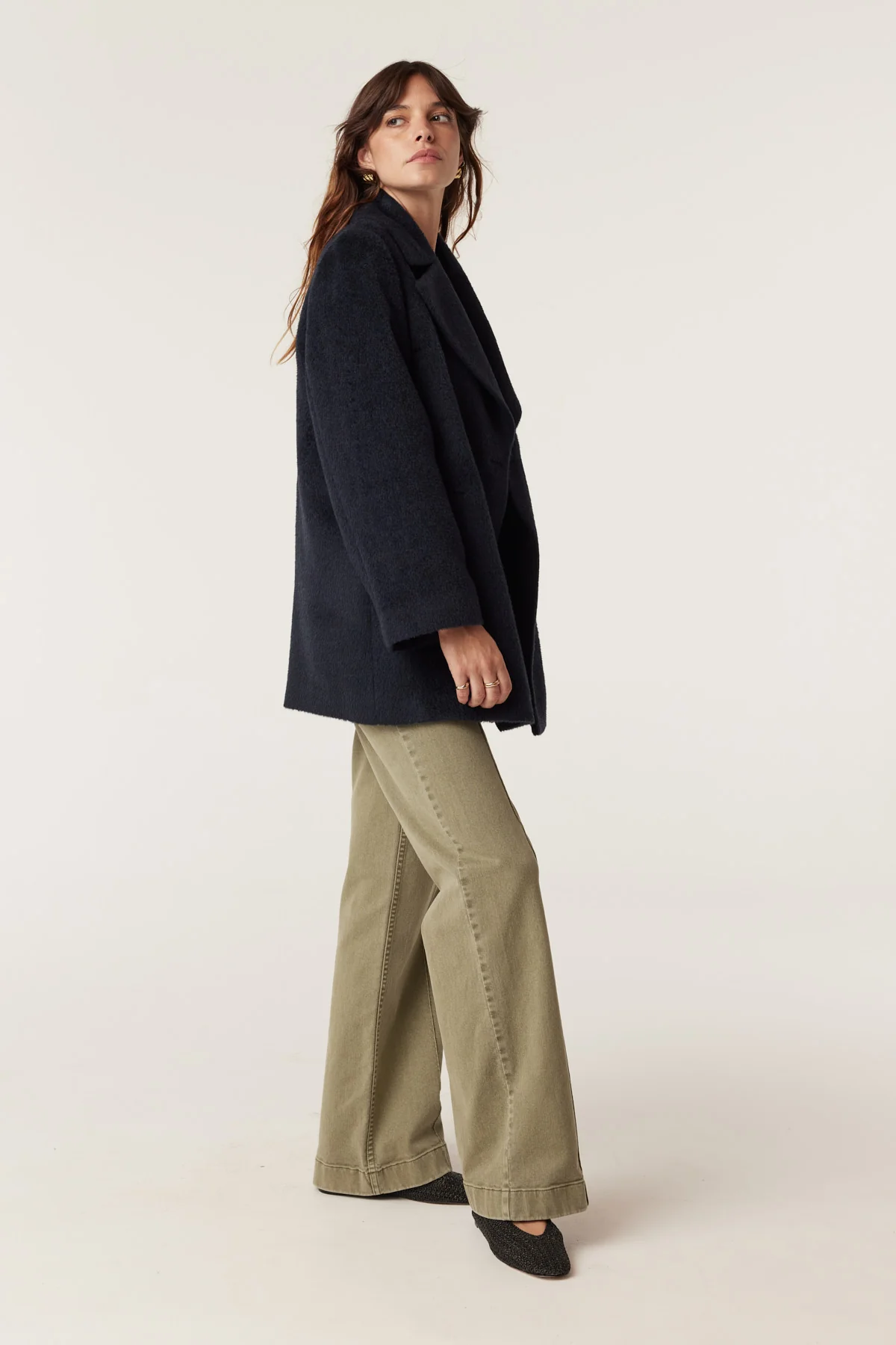 Cable Boston Coat - Navy