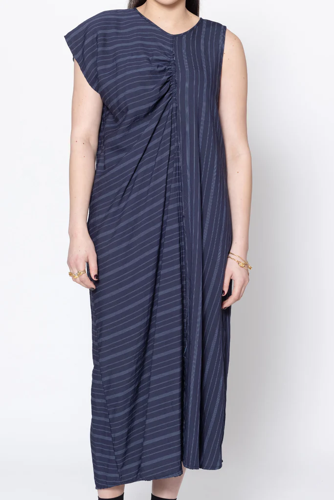 Company of Strangers Distort Dress - Navy Stripe