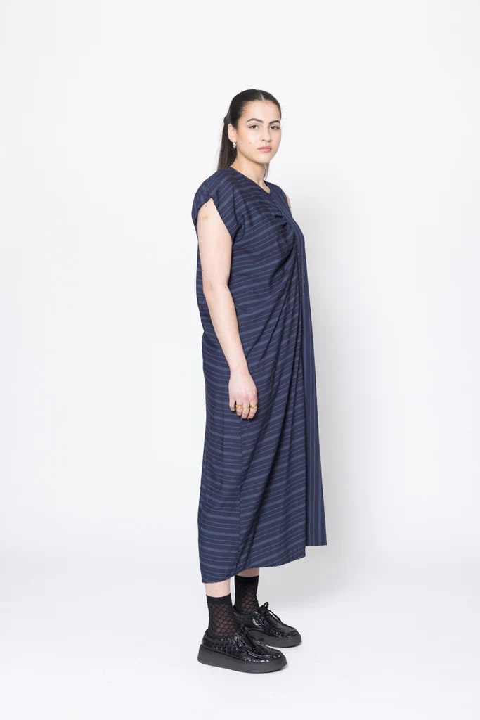 Company of Strangers Distort Dress - Navy Stripe