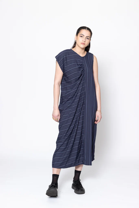 Company of Strangers Distort Dress - Navy Stripe