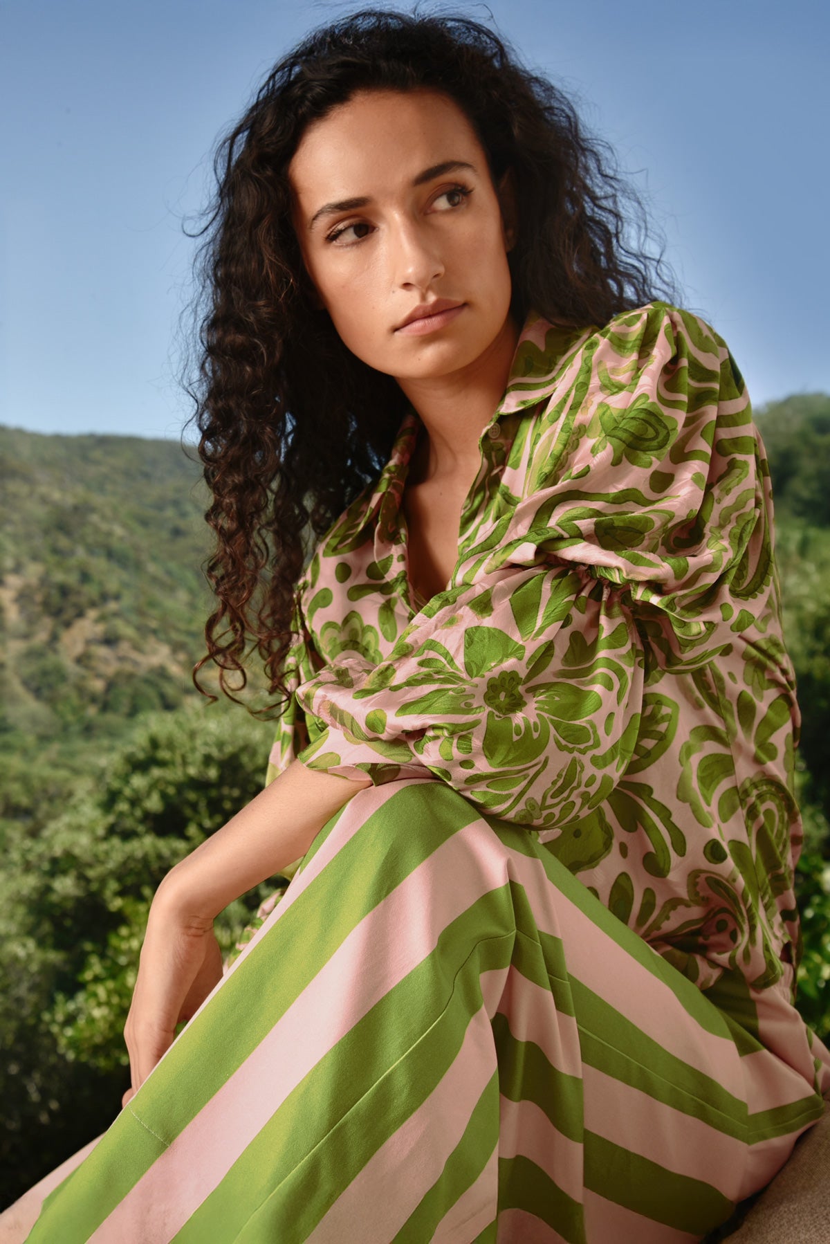 Cooper Pleat And Greet Top - Blush/Green Floral