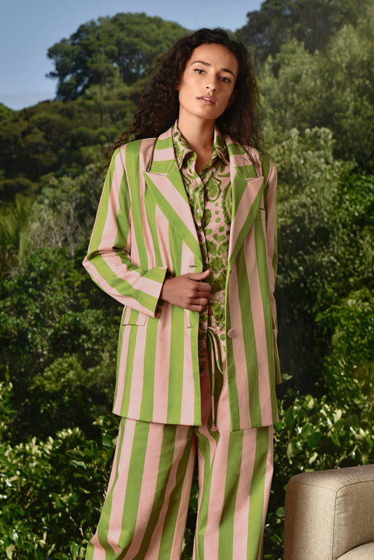 Cooper Blazer of Glory Jacket - Blush/Green Stripe