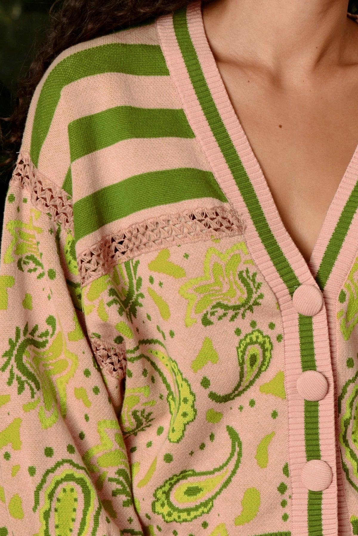 Cooper The Main Event Cardigan - Blush/Green