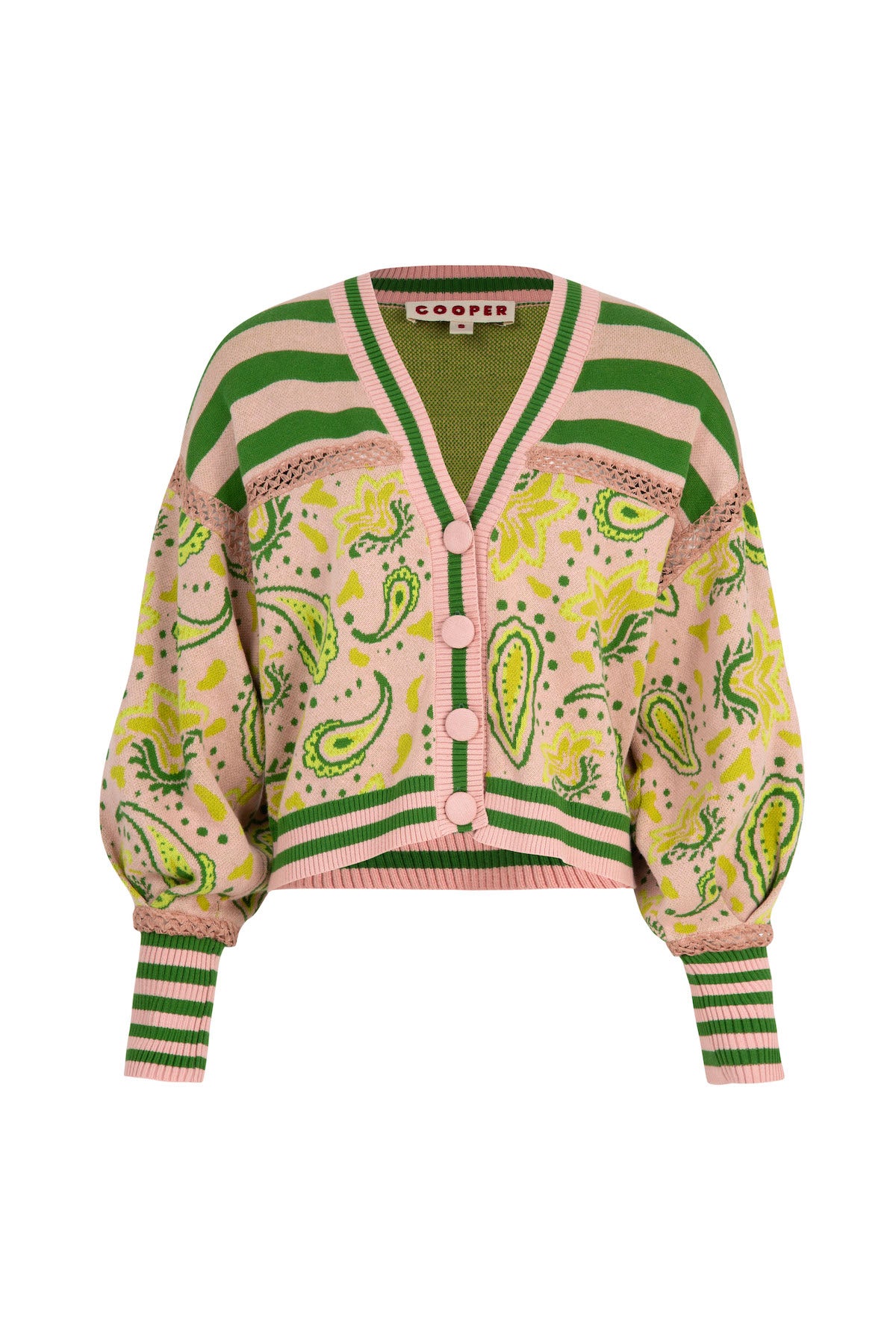 Cooper The Main Event Cardigan - Blush/Green