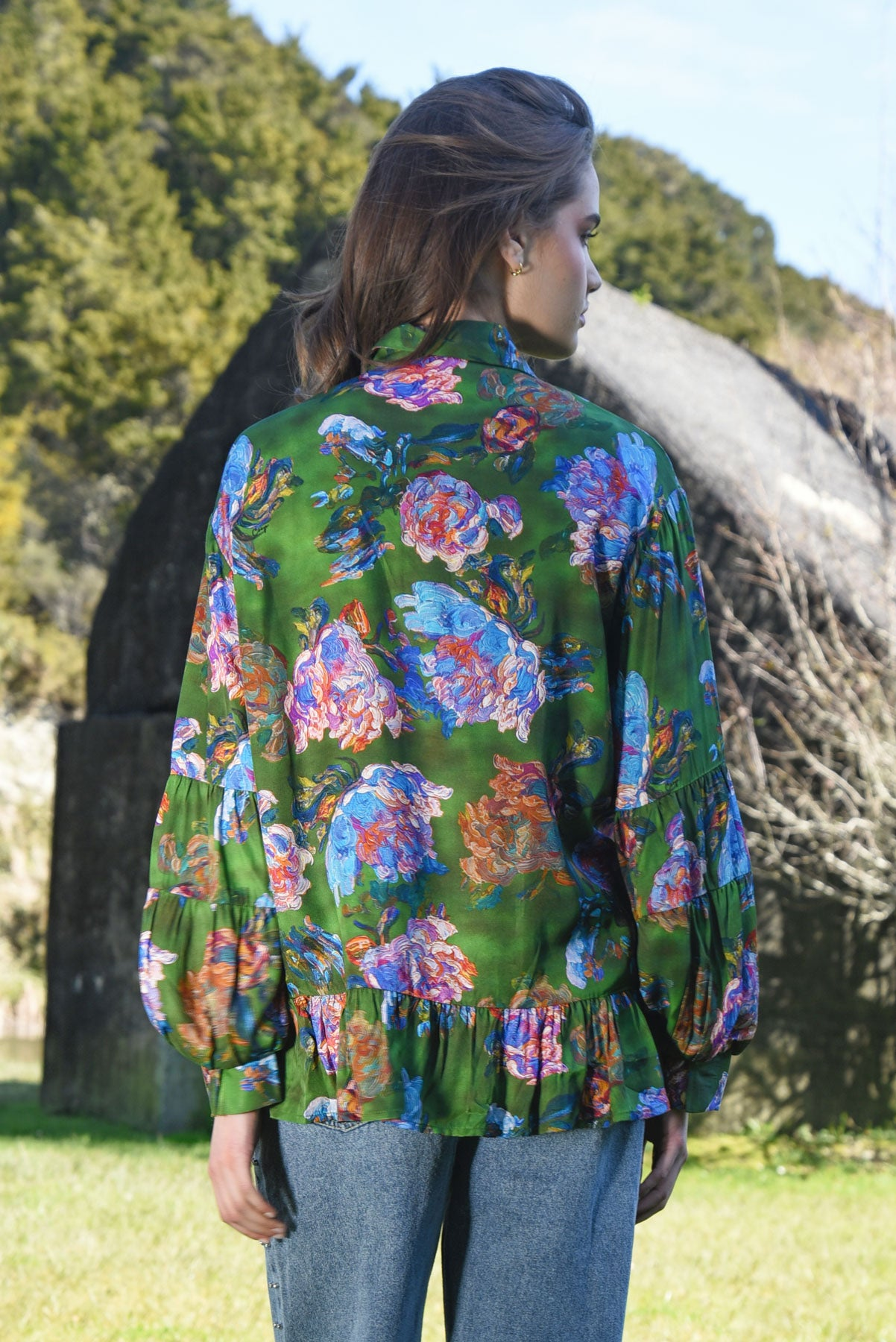 Coop Flounce On Blouse - Green