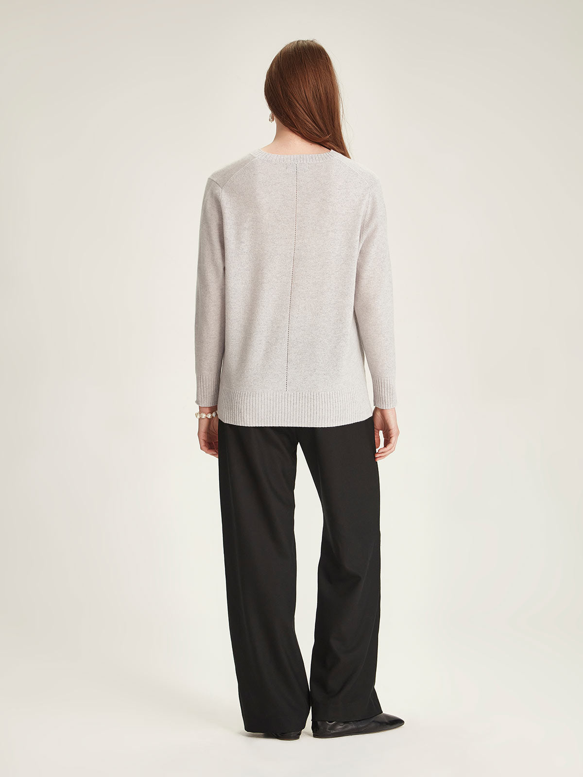 Caroline Sills Kari Cashmere V-Sweater - Glass Grey