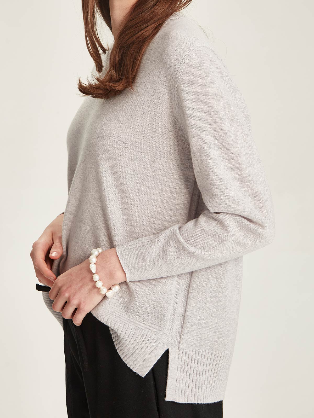 Caroline Sills Kari Cashmere V-Sweater - Glass Grey