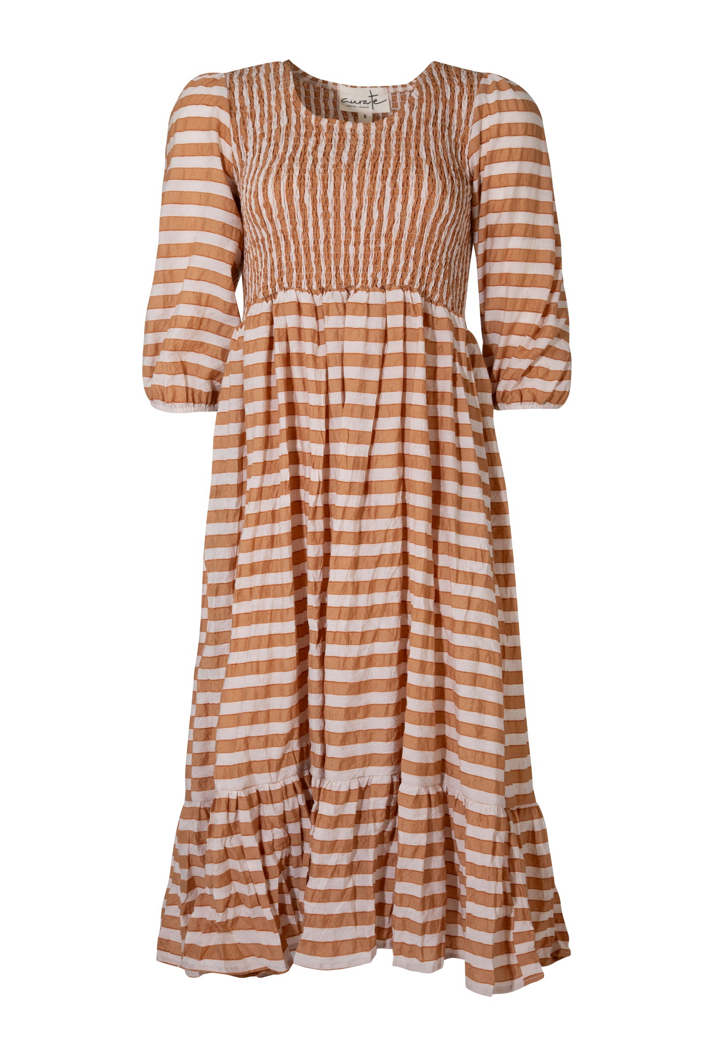 Curate Walk In The Park Dress - Coffee Stripe