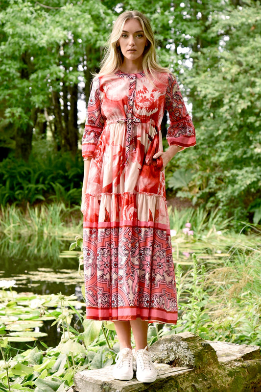 Curate Sweet Escape Dress - Pink Border