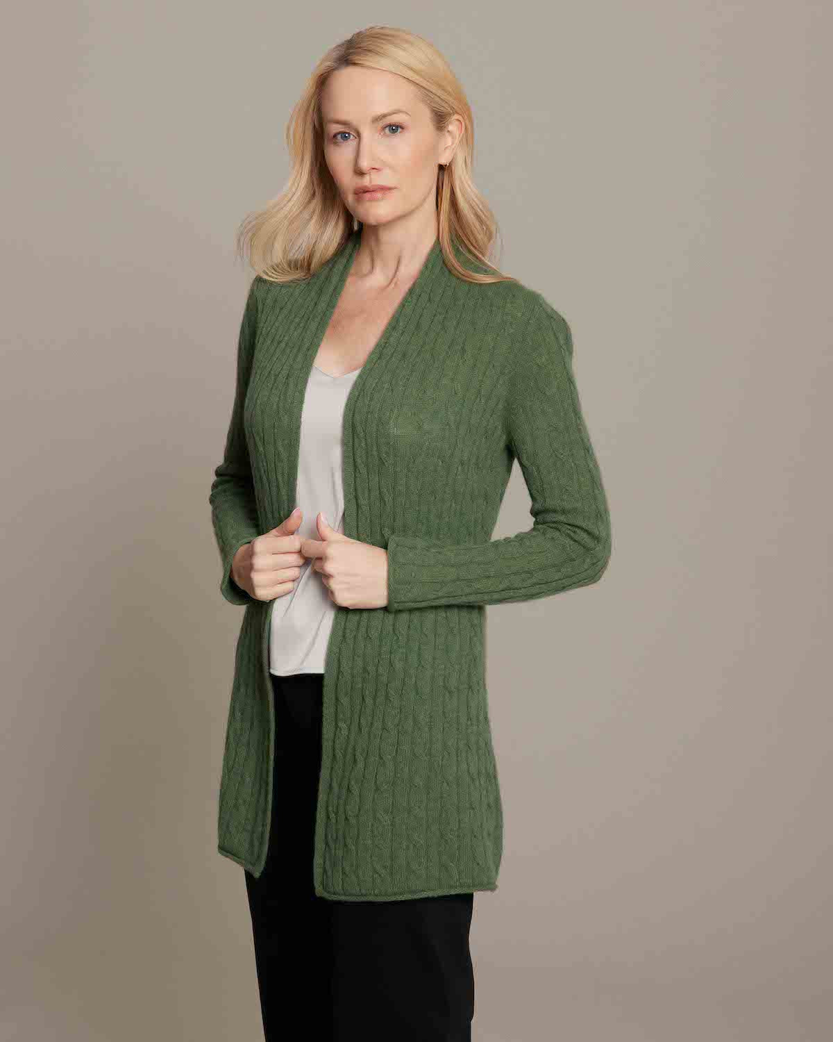 Alashan Cable Cardigan - Basil