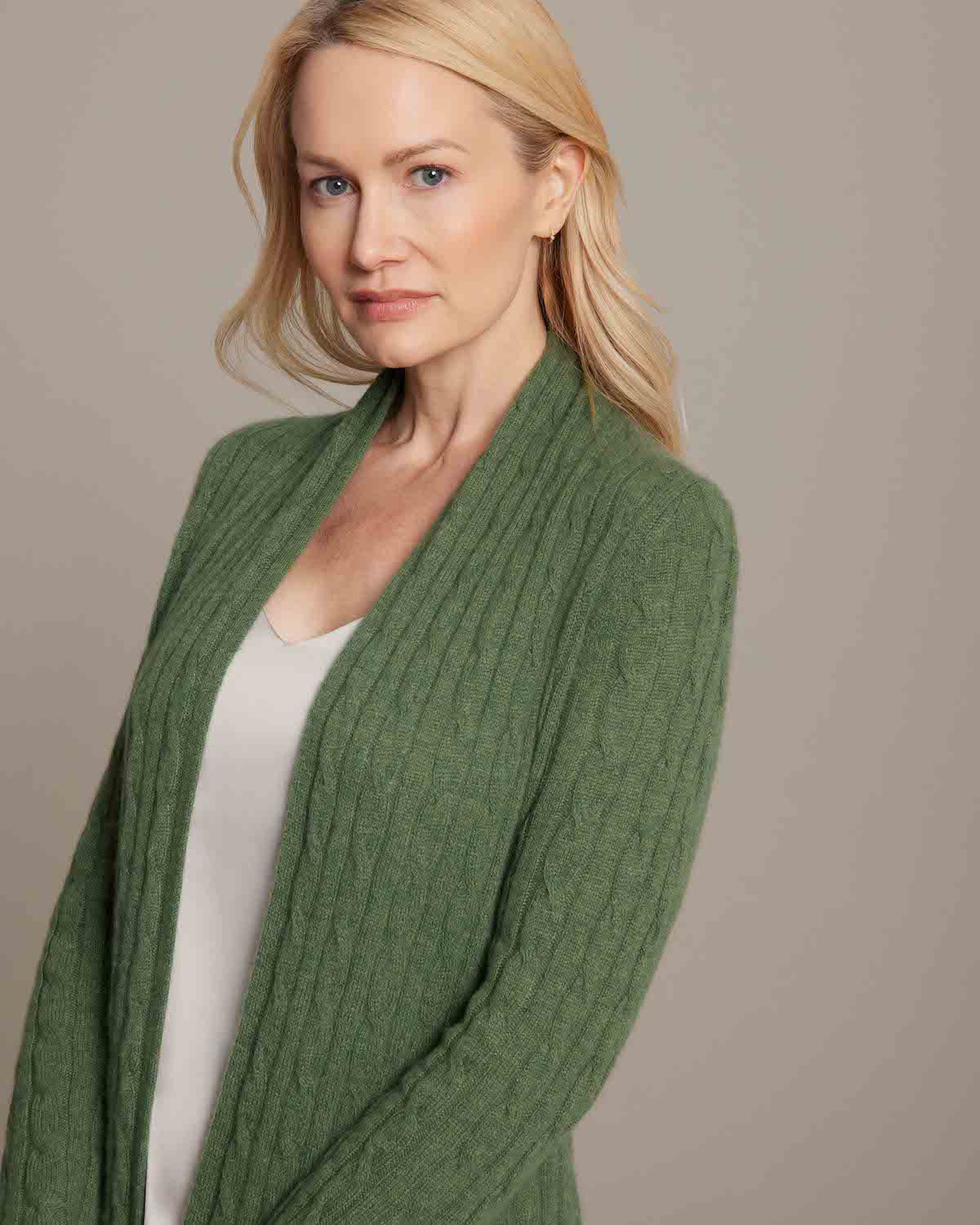 Alashan Cable Cardigan - Basil