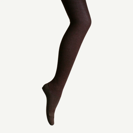 Lamington Merino Wool Textured Knit Tights - Cacao