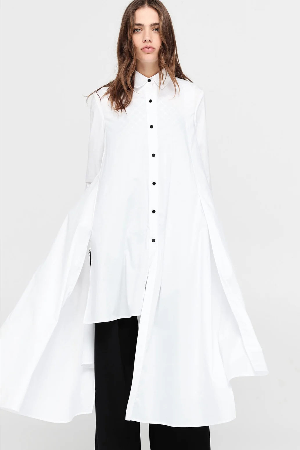 Taylor Columned Shirt - White Poplin