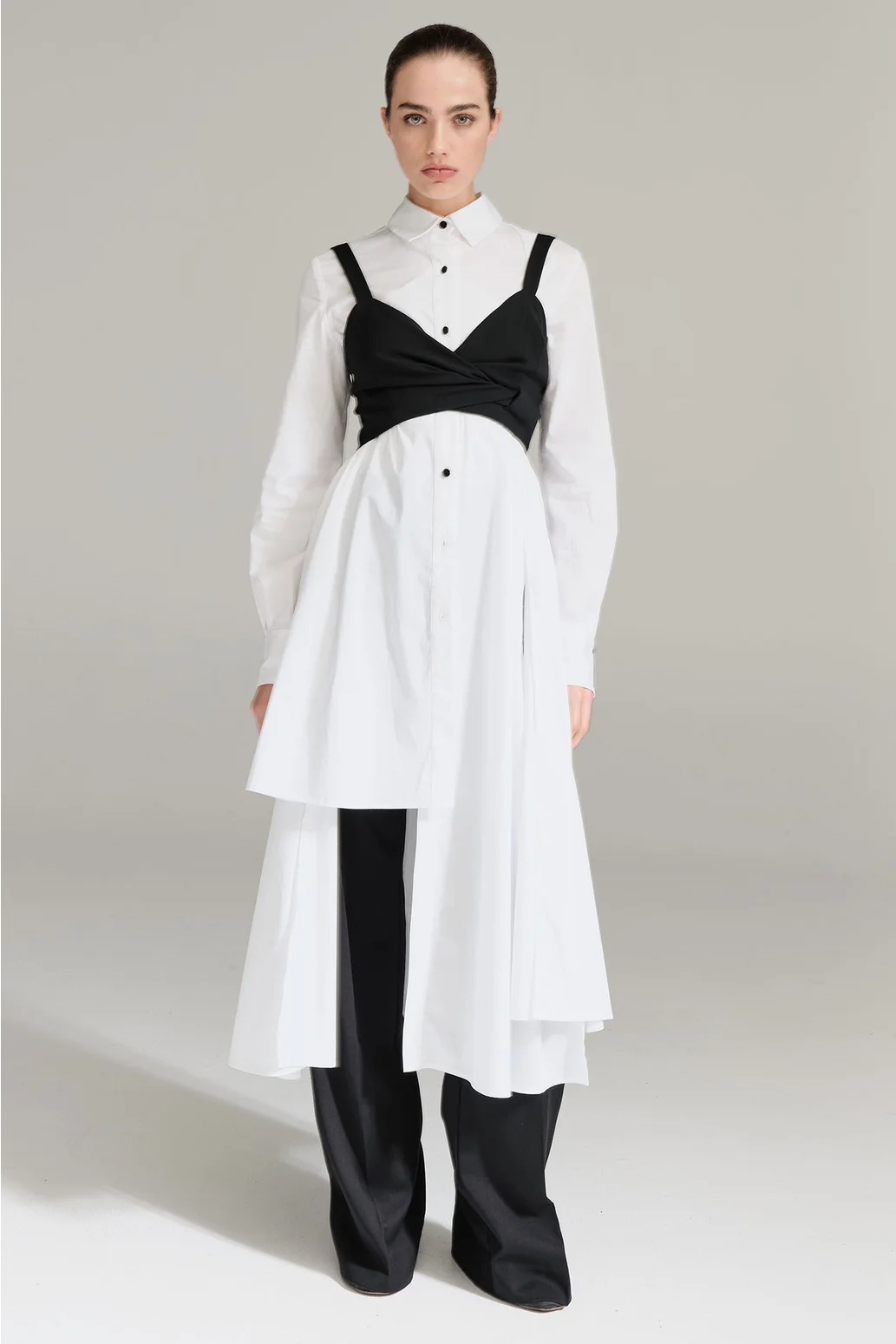 Taylor Columned Shirt - White Poplin