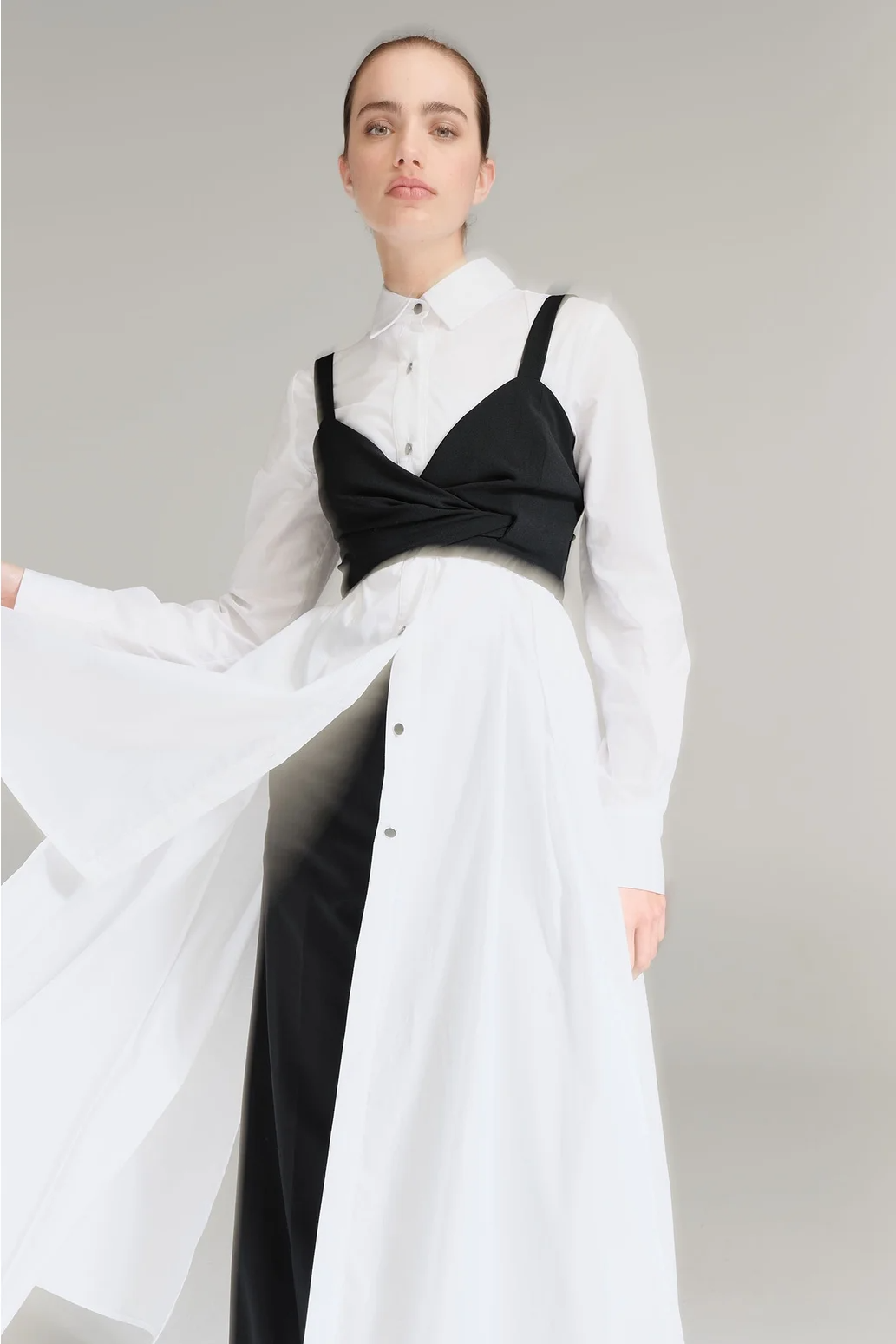 Taylor Columned Shirt - White Poplin