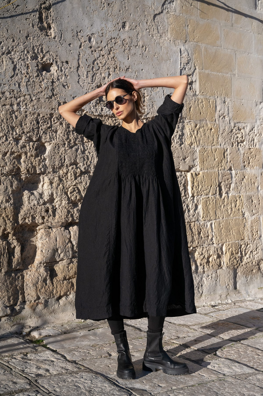 Pre-Order Meg By Design Annabelle Linen Dress - Black