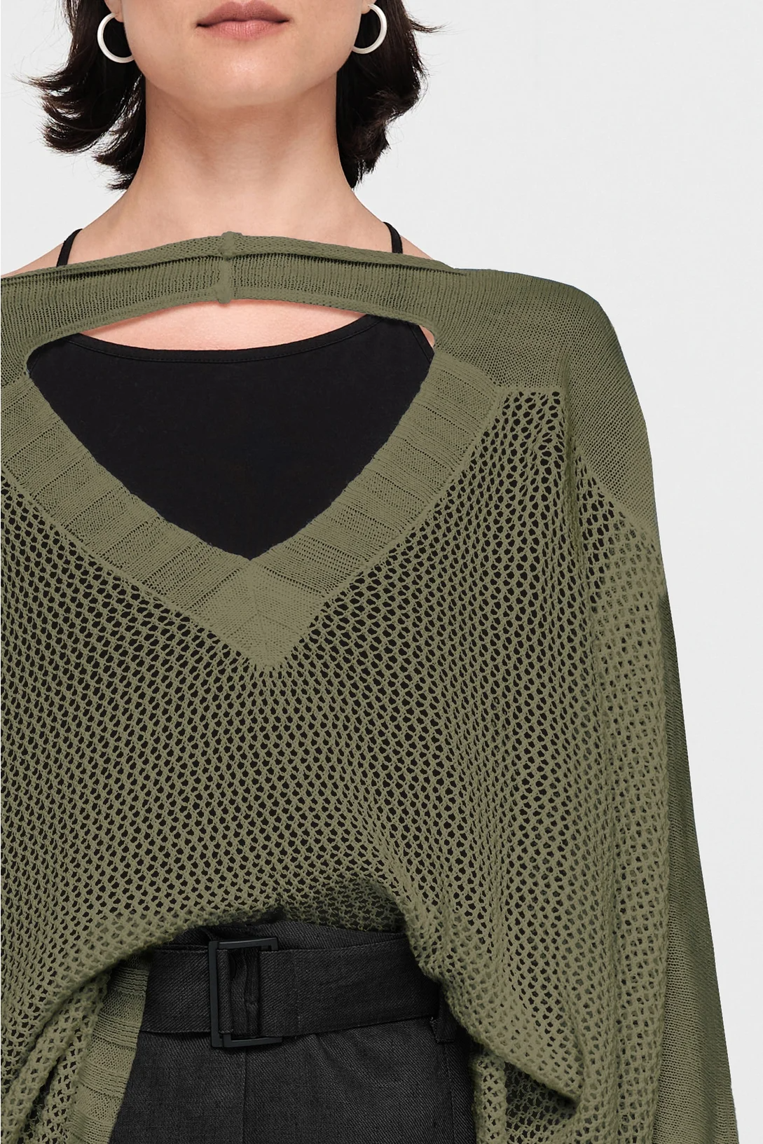 Taylor Mesh Deduct Sweater - Antique Green