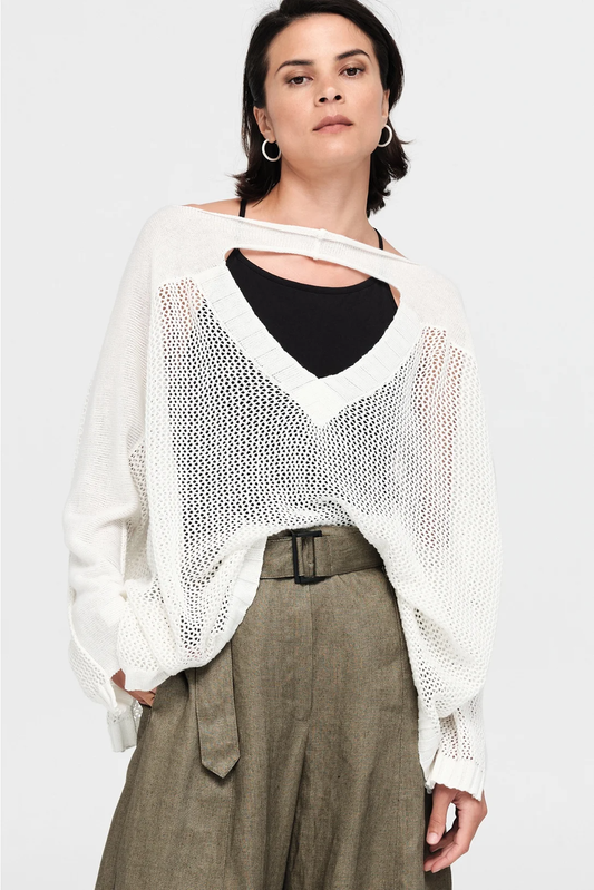 Taylor Mesh Deduct Sweater - Ivory