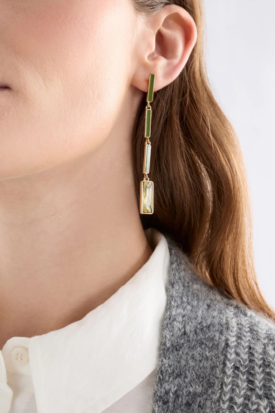 Elk Ival Long Drop Earring - Artichoke