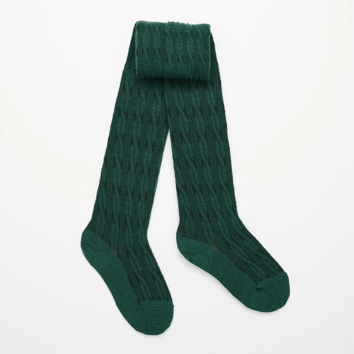 Lamington Merino Cable Tights - Green