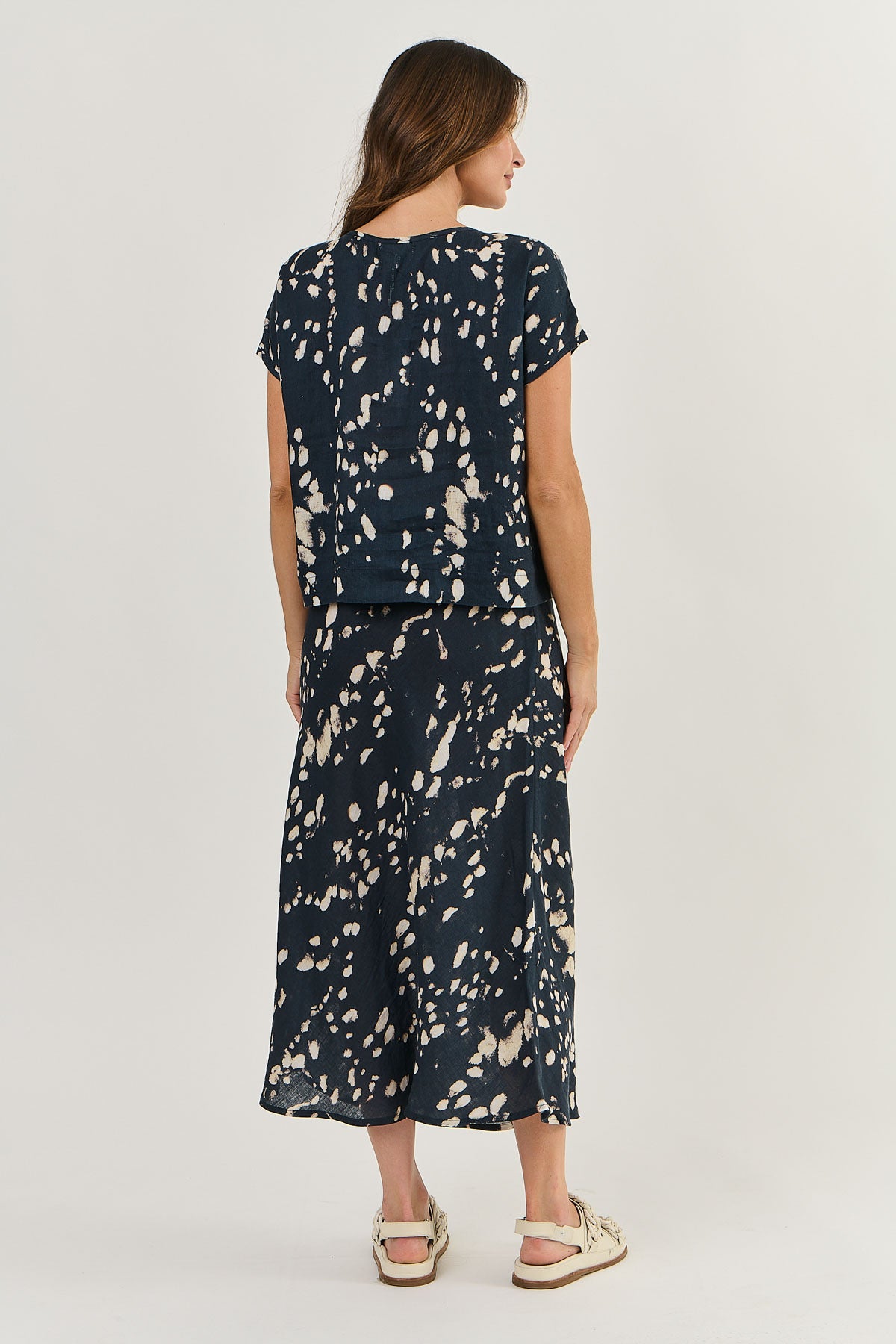 Naturals Linen Button Through Top GA504UV - Universe