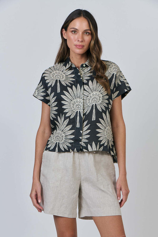 Naturals GA533 Button Thru Top - Date Palm