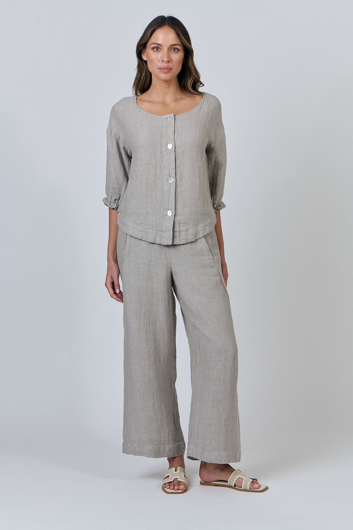 Naturals GA539 Button Thru Top - Cement